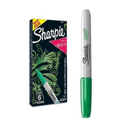 Sharpie Metálico Fino Esmeralda C/6